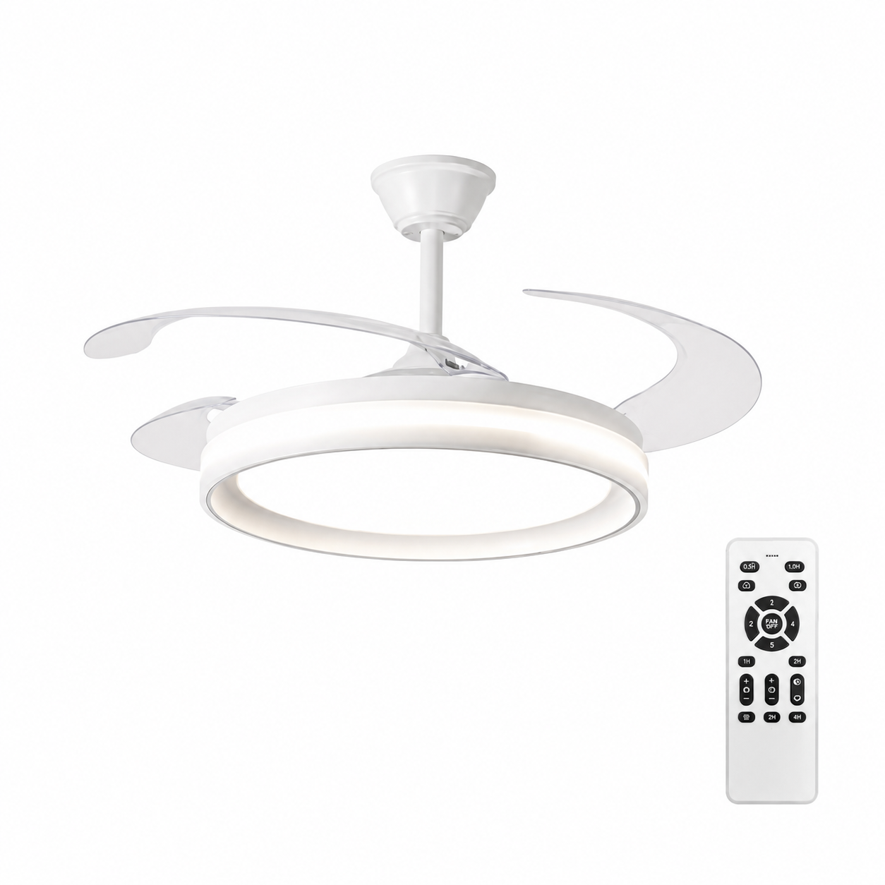 Ventilador de Techo con Luz LED 36W y Mando a Distancia — Motor DC Silencioso, 3 Tonos de Luz | Aspas Retráctiles