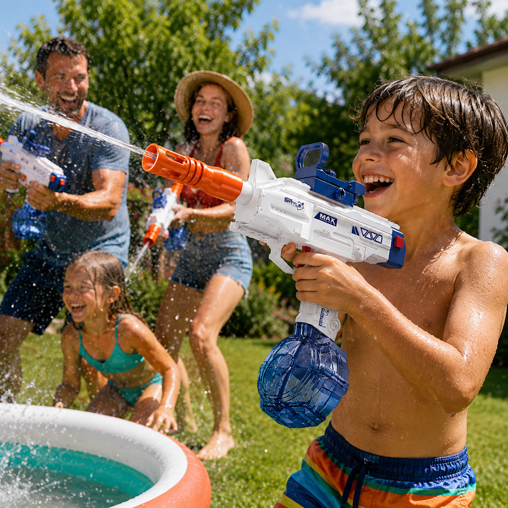 Pistola de Agua Eléctrica Recargable — Disparo Potente y Automático | Juguete de Verano para Piscina y Playa