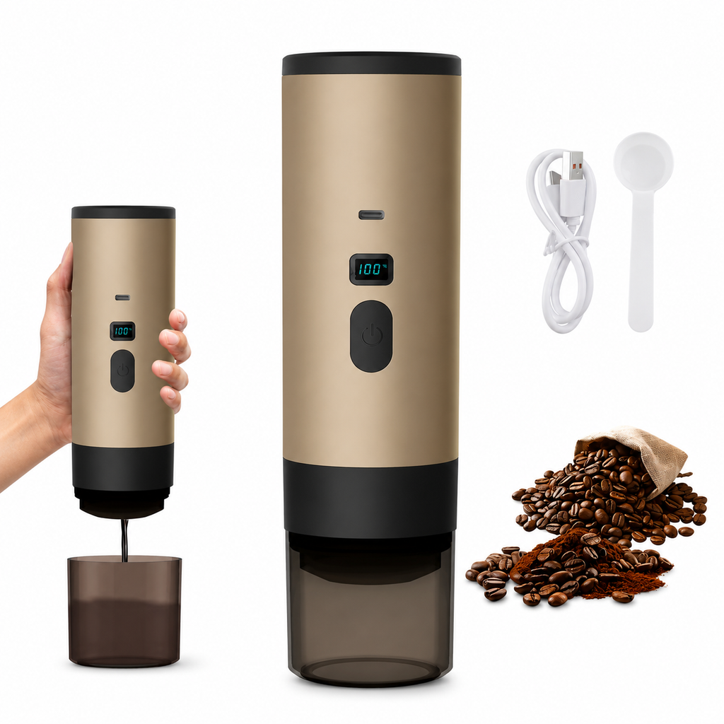 Cafetera de Cápsulas Portátil Eléctrica 3en1 — Café Recién Hecho en el Coche, la Oficina o de Viaje | Recargable
