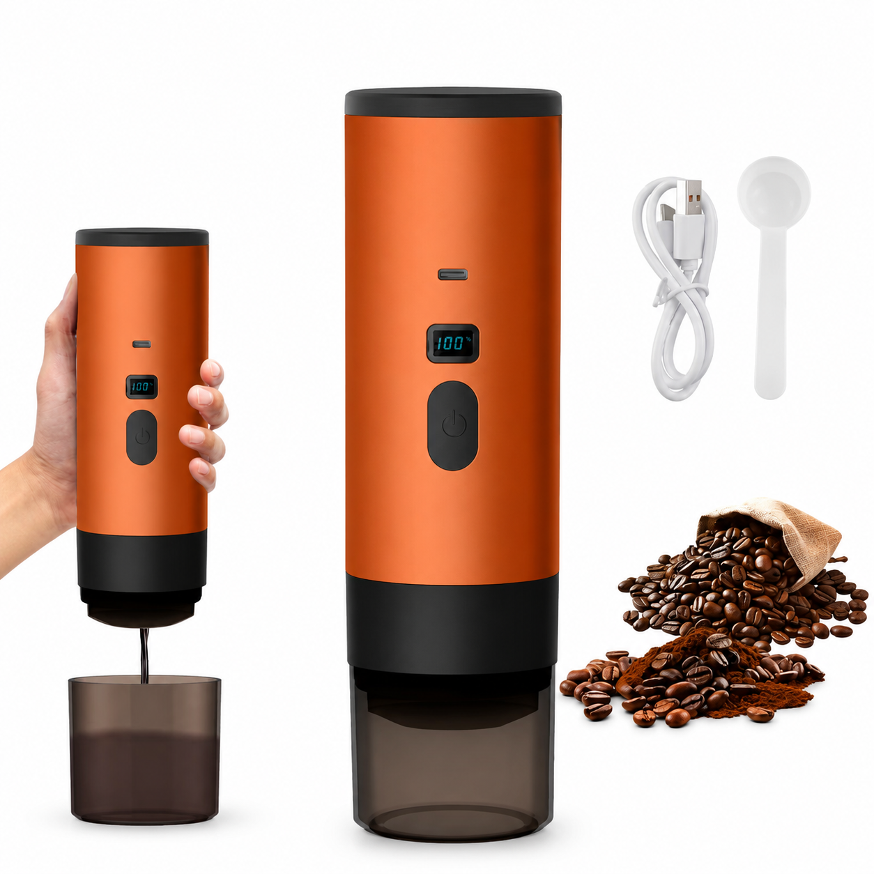 Cafetera de Cápsulas Portátil Eléctrica 3en1 — Café Recién Hecho en el Coche, la Oficina o de Viaje | Recargable