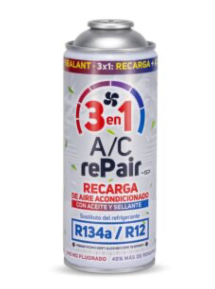 Recarga de Aire Acondicionado para Coche 3en1 — Gas + Aceite + Sellante | Repara tu A/C en casa sin taller (R134a / R12)