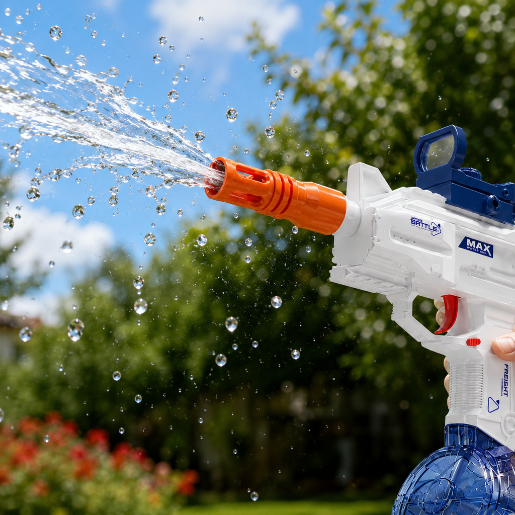 Pistola de Agua Eléctrica Recargable — Disparo Potente y Automático | Juguete de Verano para Piscina y Playa