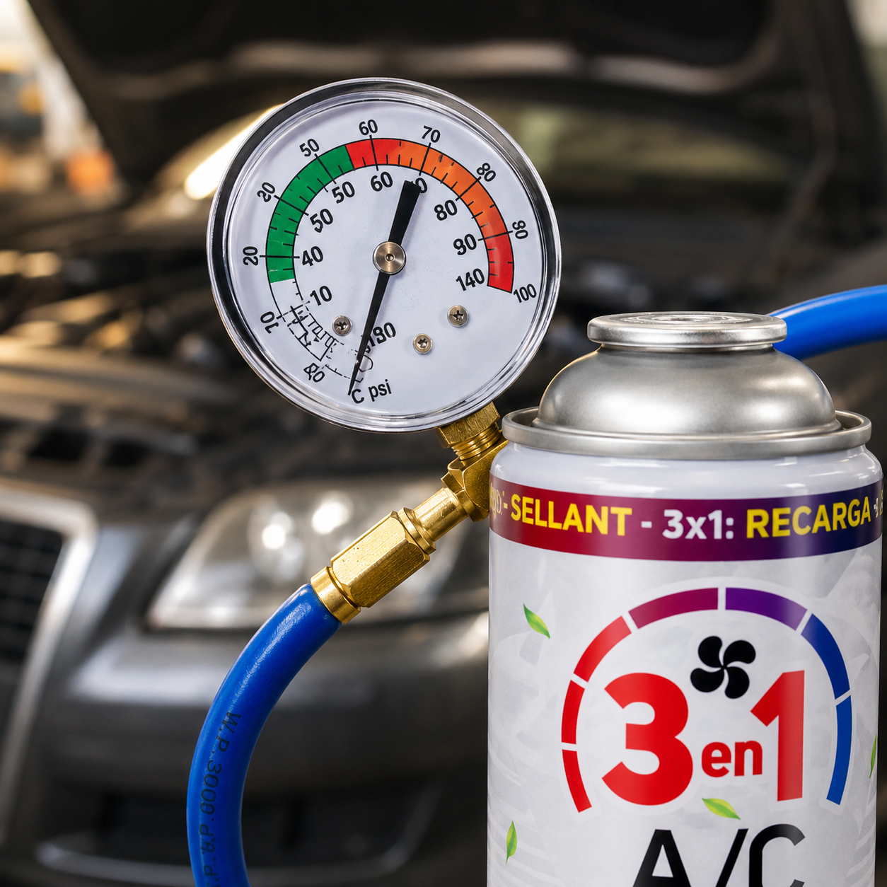 Recarga de Aire Acondicionado para Coche 3en1 — Gas + Aceite + Sellante | Repara tu A/C en casa sin taller (R134a / R12)